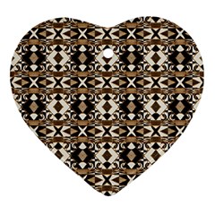 Geometric Tribal Style Pattern In Brown Colors Scarf Heart Ornament by dflcprints