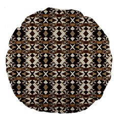 Geometric Tribal Style Pattern In Brown Colors Scarf 18  Premium Flano Round Cushion  by dflcprints