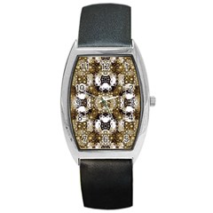 Baroque Ornament Pattern Print Tonneau Leather Watch by dflcprints