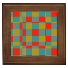 Squares In Retro Colors Framed Tile by LalyLauraFLM