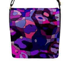 Blue Purple Chaos Flap Closure Messenger Bag (large) by LalyLauraFLM