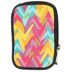 Paint Strokes Abstract Design Compact Camera Leather Case by LalyLauraFLM