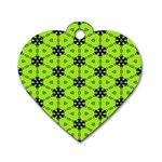 Blue flowers pattern Dog Tag Heart (Two Sides)