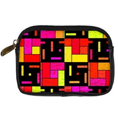 Squares And Rectangles Digital Camera Leather Case by LalyLauraFLM