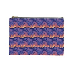 Pink Blue Waves Pattern Cosmetic Bag (large)