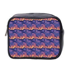 Pink Blue Waves Pattern Mini Toiletries Bag (two Sides) by LalyLauraFLM