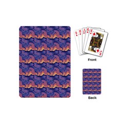 Pink Blue Waves Pattern Playing Cards (mini) by LalyLauraFLM