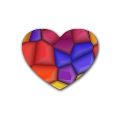 3d Colorful Shapes Rubber Coaster (heart) by LalyLauraFLM