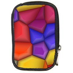 3d Colorful Shapes Compact Camera Leather Case by LalyLauraFLM