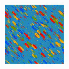 Colorful Shapes On A Blue Background Glasses Cloth (medium) by LalyLauraFLM