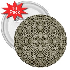 Silver Intricate Arabesque Pattern 3  Button (10 Pack) by dflcprints