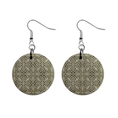 Silver Intricate Arabesque Pattern Mini Button Earrings by dflcprints