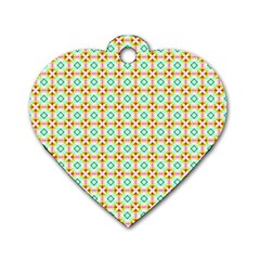 Aqua Mint Pattern Dog Tag Heart (one Sided)  by GardenOfOphir