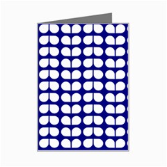 Blue And White Leaf Pattern Mini Greeting Card by GardenOfOphir