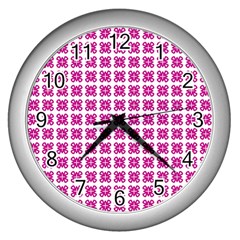 Cute Pretty Elegant Pattern Wall Clock (silver) by GardenOfOphir