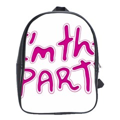 I Am The Party Typographic Design Quote School Bag (xl) by dflcprints