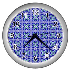 Cute Pretty Elegant Pattern Wall Clock (silver) by GardenOfOphir