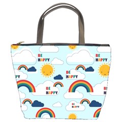 Be Happy Repeat Bucket Handbag by Kathrinlegg