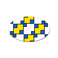 Yellow And Blue Squares Pattern Sticker Oval (100 Pack) by LalyLauraFLM