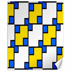 Yellow And Blue Squares Pattern Canvas 11  X 14  by LalyLauraFLM