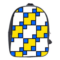 Yellow And Blue Squares Pattern School Bag (large) by LalyLauraFLM