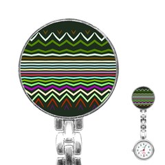 Chevrons And Distorted Stripes Stainless Steel Nurses Watch