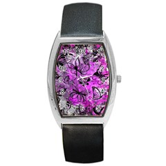 Butterfly Graffiti Tonneau Leather Watch by ArtistRoseanneJones