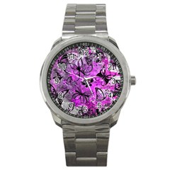 Butterfly Graffiti Sport Metal Watch by ArtistRoseanneJones