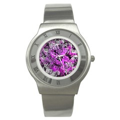 Butterfly Graffiti Stainless Steel Watch (slim) by ArtistRoseanneJones