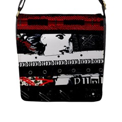 Punk Chick Flap Closure Messenger Bag (l) by ArtistRoseanneJones