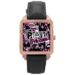 Punk Princess Rose Gold Leather Watch  by ArtistRoseanneJones