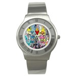 Graffiti Pop Robot Love Stainless Steel Watch (Slim) Front