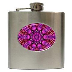 Pink Fractal Kaleidoscope  Hip Flask by KirstenStar