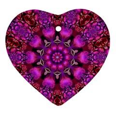 Pink Fractal Kaleidoscope  Heart Ornament (two Sides) by KirstenStar