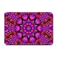 Pink Fractal Kaleidoscope  Small Door Mat by KirstenStar