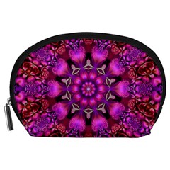 Pink Fractal Kaleidoscope  Accessory Pouch (large) by KirstenStar