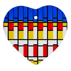 Colorful Rectangles Pattern Heart Ornament (two Sides) by LalyLauraFLM