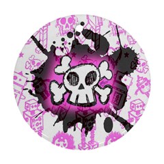 Cartoon Skull  Round Ornament (two Sides) by ArtistRoseanneJones