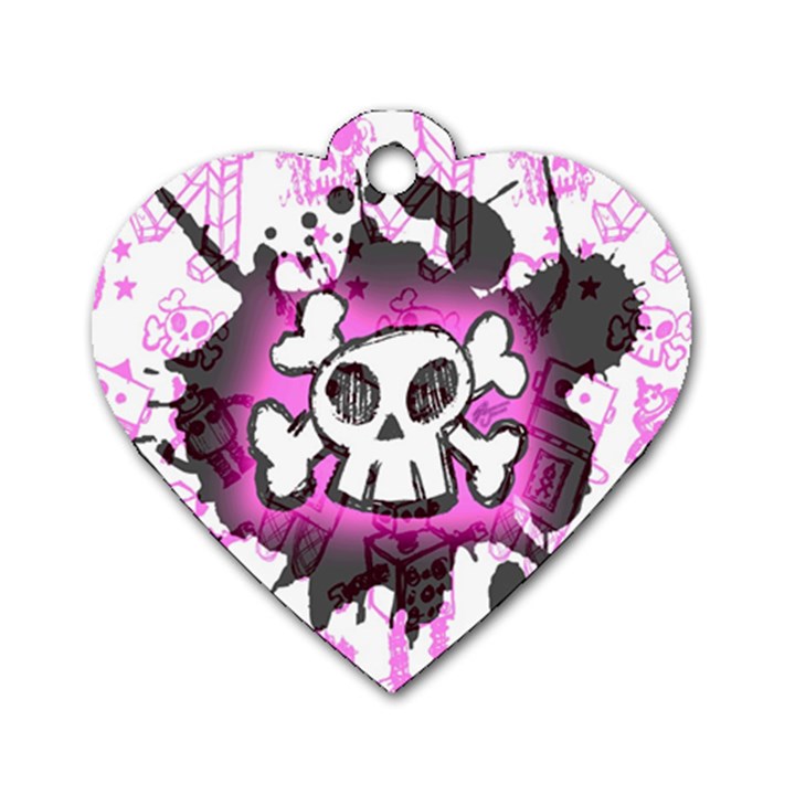 Cartoon Skull  Dog Tag Heart (One Sided) 