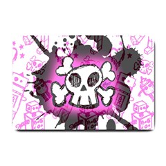 Cartoon Skull  Small Door Mat by ArtistRoseanneJones