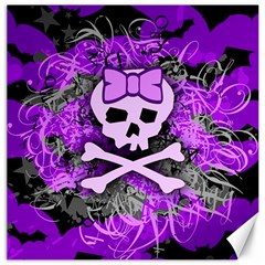 Purple Girly Skull Canvas 16  X 16  (unframed)