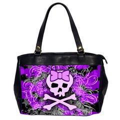 Purple Girly Skull Oversize Office Handbag (two Sides)