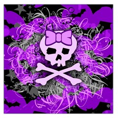 Purple Girly Skull Large Satin Scarf (square) by ArtistRoseanneJones
