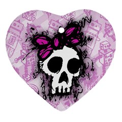 Sketched Skull Princess Heart Ornament (two Sides) by ArtistRoseanneJones