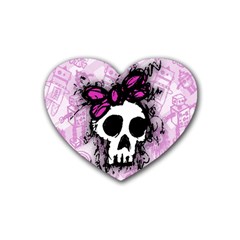 Sketched Skull Princess Drink Coasters (heart) by ArtistRoseanneJones