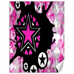 Pink Star Splatter Canvas 18  X 24  (unframed) by ArtistRoseanneJones