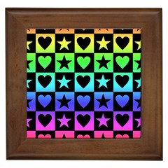 Rainbow Stars And Hearts Framed Ceramic Tile by ArtistRoseanneJones