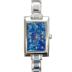 Blue Squares Tiles Rectangular Italian Charm Watch by KirstenStar