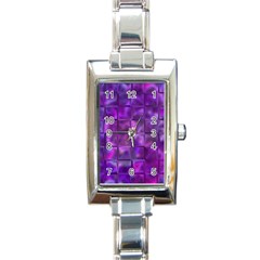 Purple Squares Rectangular Italian Charm Watch by KirstenStar