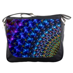 Blue Sunrise Fractal Messenger Bag by KirstenStar